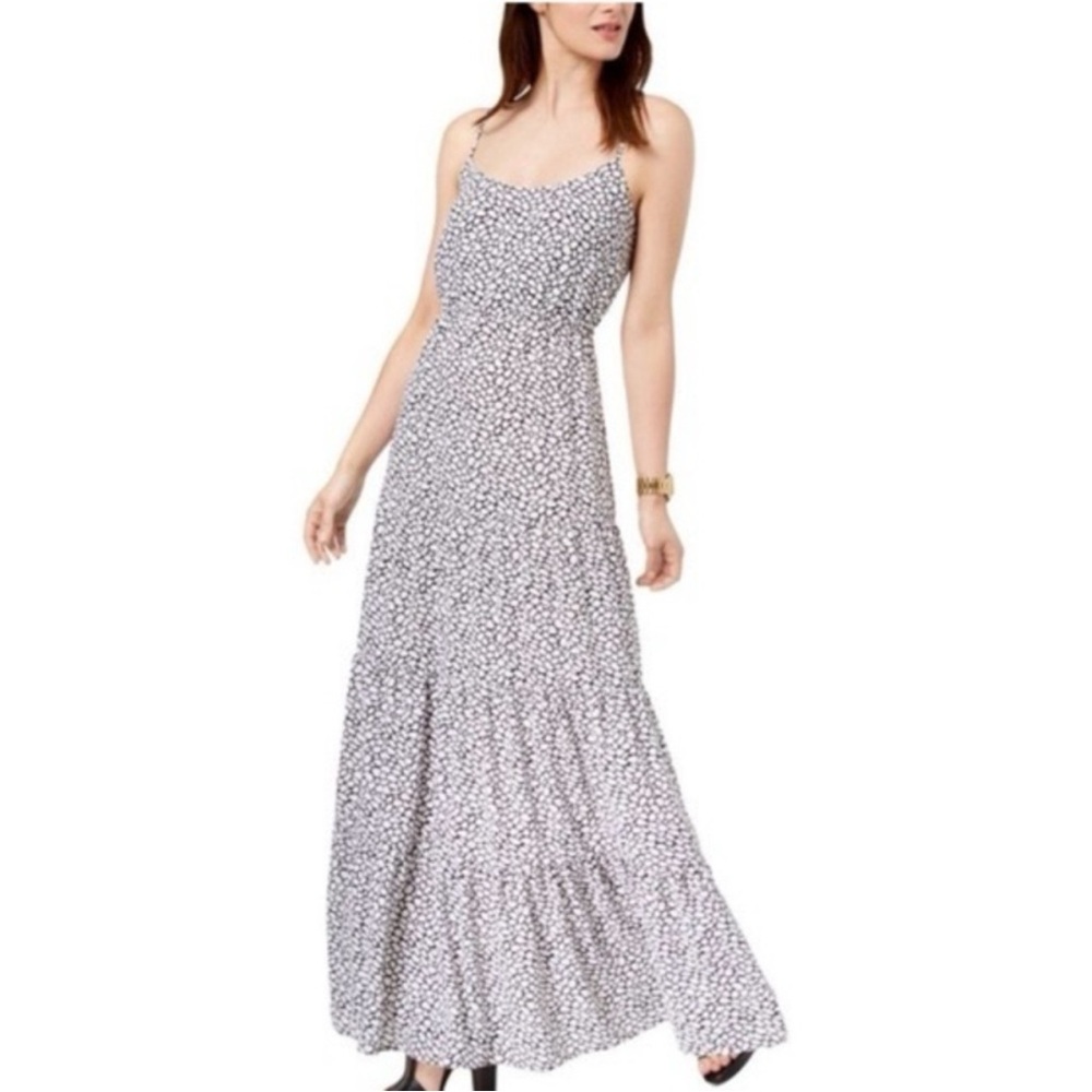 Michael Kors black and white tiered maxi dress